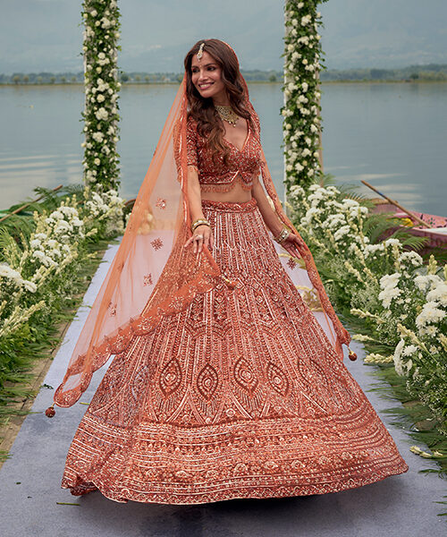Rust Bridal Lehenga Set