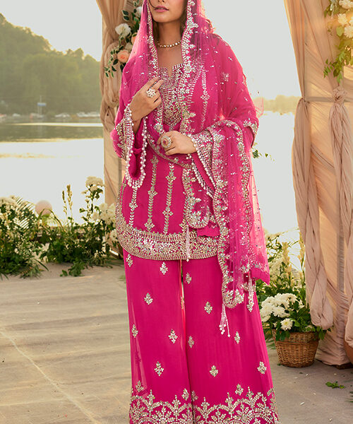 Pink Georgette Top with Palazzzo