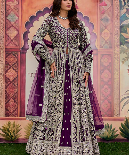 Purple Bridal Jacket Top with Skirt