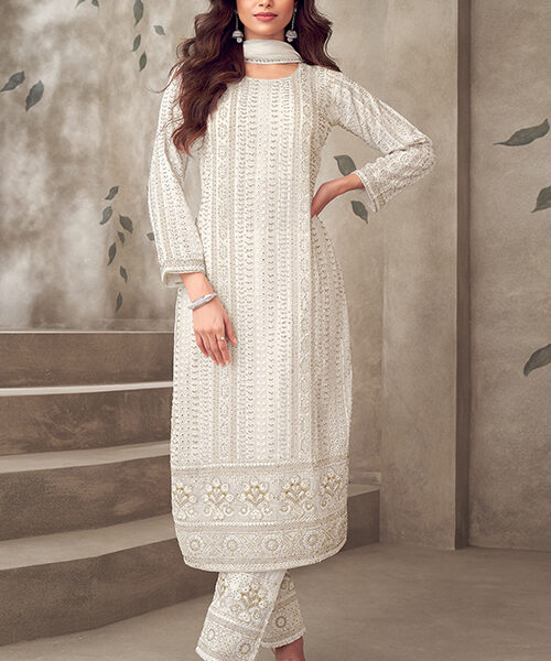 Cream Long Kurta with Pant
