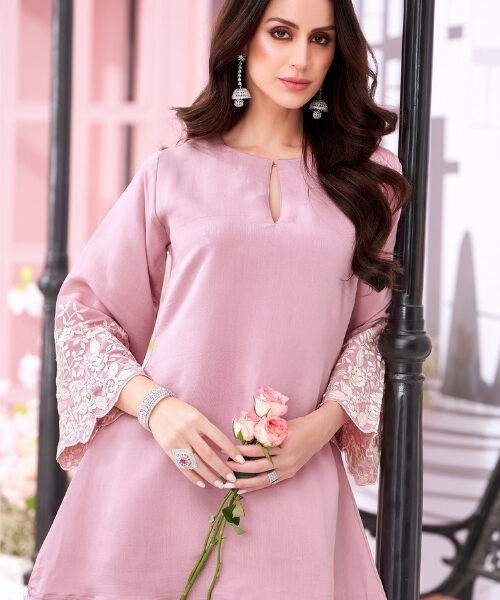 Baby Pink Silk Petal Co-ord Set
