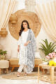 White Mull Cotton Printed Dupatta Straight Suit