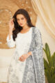 White Mull Cotton Printed Dupatta Straight Suit - Image 6