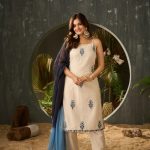 Ivory Straight Kurta Set in Cotton Flex