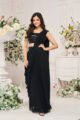 Rhapsody Black Georgette Ruffled Pre-Draped Saree
