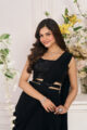 Rhapsody Black Georgette Ruffled Pre-Draped Saree - Image 2