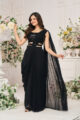 Rhapsody Black Georgette Ruffled Pre-Draped Saree - Image 6