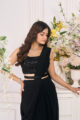 Rhapsody Black Georgette Ruffled Pre-Draped Saree - Image 5