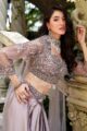 Lilac Champagne Embroidered Choli & Silk Skirt Set with Choker Dupatta - Image 2