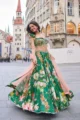 Tropical Green Crepe Lehenga Set with Embellished Blouse