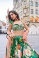 Tropical Green Crepe Lehenga Set with Embellished Blouse - Image 2