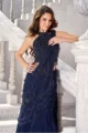 Sapphire Blue Embellished Ready-to-Wear Crape Saree with Halter Neck Blouse - Image 2