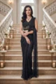 Opulent Black Rhinestone Embellished Mesh Saree