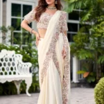 Ivory Elegance Embroidered Carpe Saree