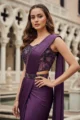 Wine Georgette Pre-Draped Saree with Embellished Corset - Image 2