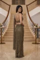 Truffle Brown Embellished Mesh Saree - Image 2