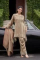 Taupe Brown Embroidered Jacquard Kurta Set