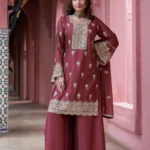 Maroon Embroidered Kurta Set