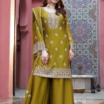 Mustard Yellow Embroidered Kurta Set