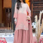 Peach Ombre Embroidered Crepe Kurta Palazzo Set