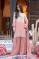 Peach Ombre Embroidered Crepe Kurta Palazzo Set
