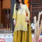 Yellow Ombre Embroidere Kurta Palazzo Set