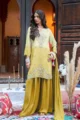 Yellow Ombre Embroidere Kurta Palazzo Set