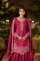 Magenta Embroidered Crepe Gharara Set | Festive Eid & Wedding Wear - Image 2