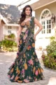Forest Green Pre-Draped Printed Saree