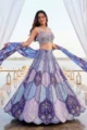 Purple Mirror & Pearl Embroidered Silk Printed Lehenga Set for Wedding & Sangeet