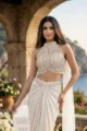 White Embellished Drape Skirt Set | Sangeet Wear - Image 2
