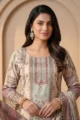 Women's White Printed Crepe A-Line Kurta Set for Women | Summer Ethnic Wear - Image 2