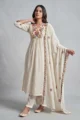 Elegant Off-White Mull Cotton Set by SYSHA with scalloped dupatta.