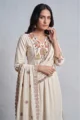 Off-White Embroidered Mull Cotton Kurta Set – 3 Piece Set - Image 3