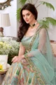 Mint Green Floral Printed Lehenga Set - Image 2