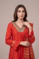 The complete 3 piece Orange Kurta ensemble for weddings.