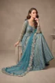 Teal Blue Crushed Tissue Anarkali: 2 Piece Classic Festive Set - Image 4