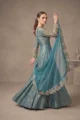 Teal Blue Crushed Tissue Anarkali: 2 Piece Classic Festive Set - Image 3