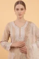 Beige Mull Cotton Chikankari Kurta Set