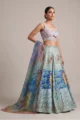 Mint Green Georgette Sequin Lehenga Set: