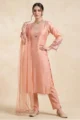 Peach Shimmer Mirror Work Suit Set