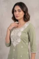 Breathable mull cotton green Co-ord set for a **casual day** out