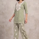 Green Chikankari Co-ord Set