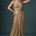 Gold Lycra Embellished Corset Saree
