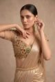 Gold Lycra Embellished Saree