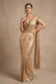 Magnificent Gold Lycra Embellished Bridal Saree 2 Piece Breathtaking Outfit by SYSHA