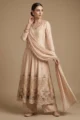 Beige Crepe Embroidery Anarkali Set