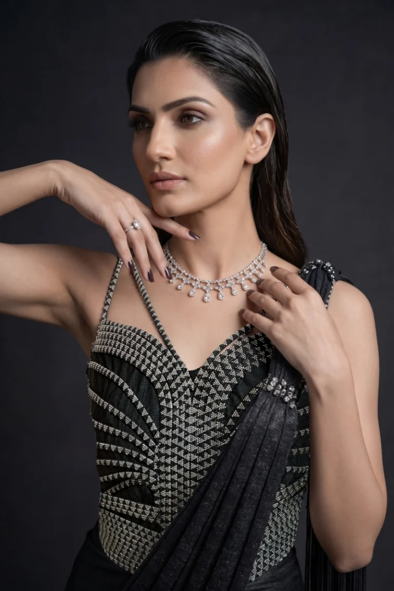 Black Corset Pre-drape Saree