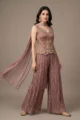 Exquisite Dusty Pink Tissue Indo-Western Set 3 Piece Breathtaking Outfit by SYSHA