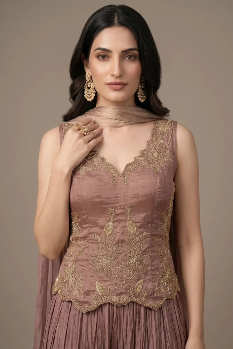 Dusty Pink Tissue Indo-Western Set